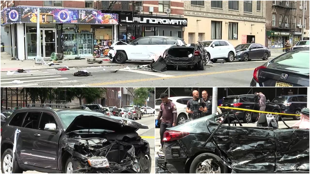 Choque de autos deja 2 muertos y 4 heridos en Manhattan; uno de los vehículos era robado