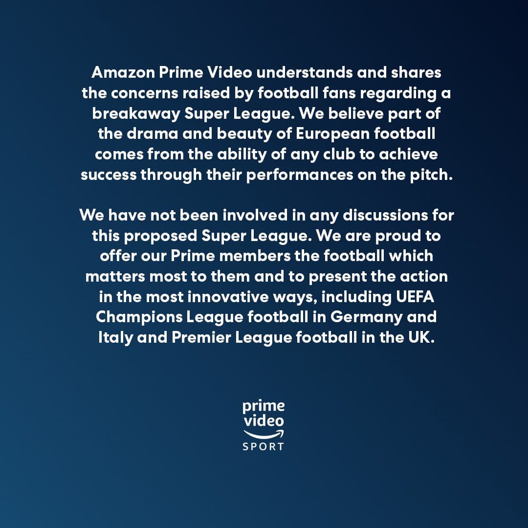 Este fue el comunicado que dio Amazon contra la creación de la Super Liga.