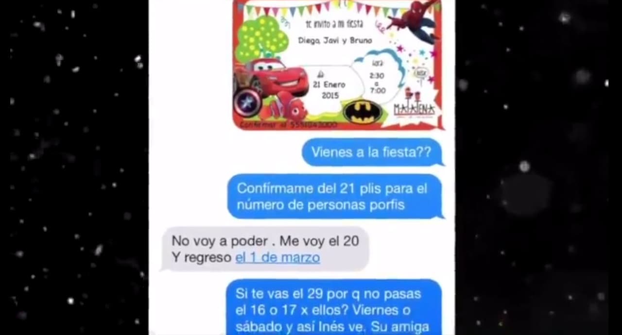 En la conversación, Díaz le dice a su expareja que no podrá asistir porque se irá de viaje.