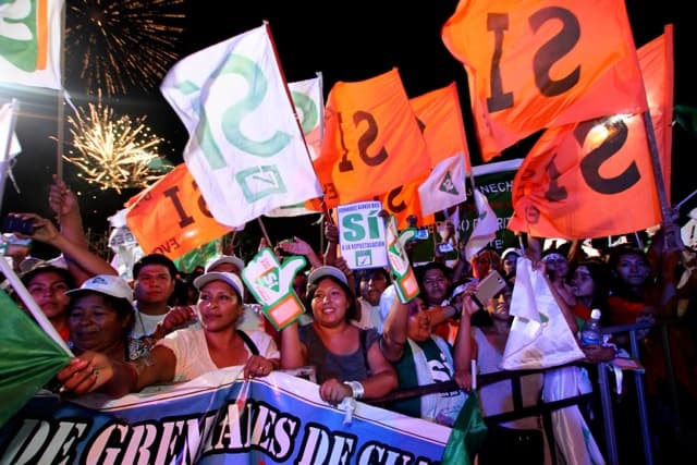Evo Morales cerró la campaña por el "Sí" en Santa Cruz.