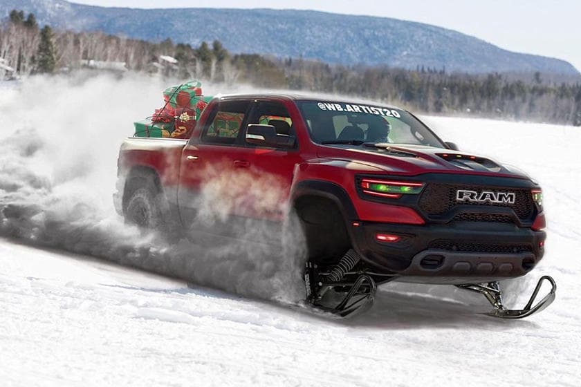 <h3 class="cms-H3-H3"><b>RAM 1500 TRX</b></h3>
<br>
<br>Santa Claus también tiene la opción de conducir una versión modificada de la RAM 1500 TRX 2021, la pickup de producción más poderosa del mundo, gracias a su enorme motor V8 de 6.2 litros, similar al que montan el Dodge Challenger Hellcat y Dodge Charger Hellcat, con el que produce 702 caballos de fuerza y 650 lb-pie de torque.
<br>