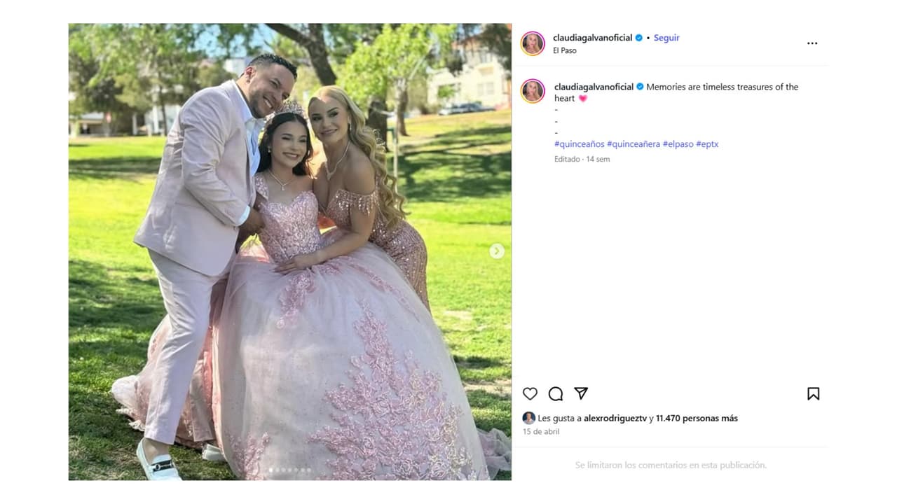 Lorenzo Méndez y Claudia Galván en los XV años de su hija.