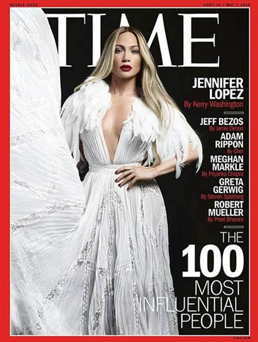 Este año la revista TIME consideró a JLo como una de las 100 personas más influyentes del mundo, colocándola en la categoría 'Íconos', además de ser la portada de dicha publicación.