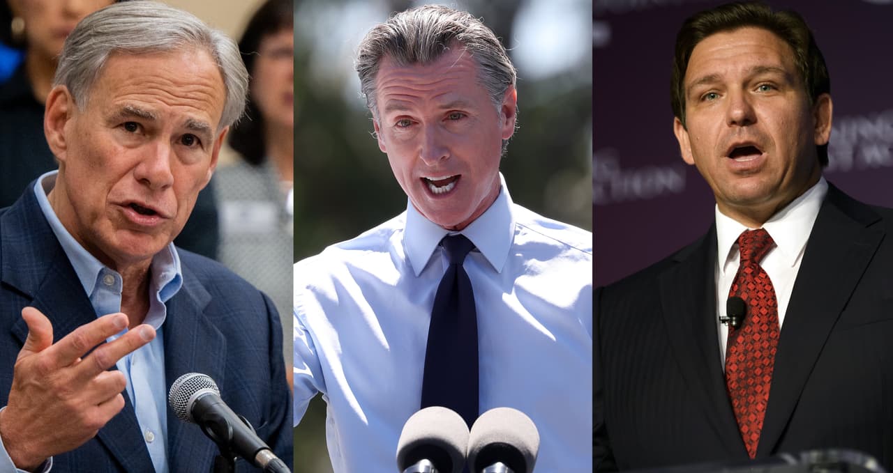 Batalla entre gobernadores: Newsom pide que se investigue a DeSantis y Abbott por "secuestro" de inmigrantes