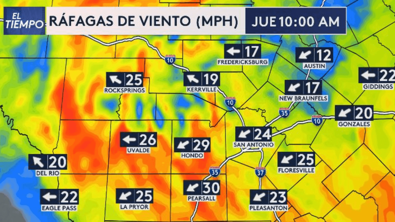 Y estas serán las velocidades de las ráfagas de vientos.
