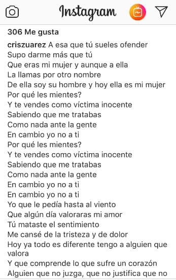 Diversos seguidores del también músico consideraron que dicha publicación estaba dirigida a su exnovia Laura Bozzo.