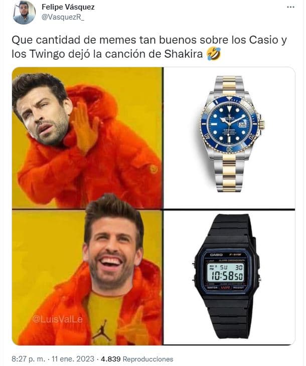 Memes de los relojes Casio por la nueva canción de Shakira
