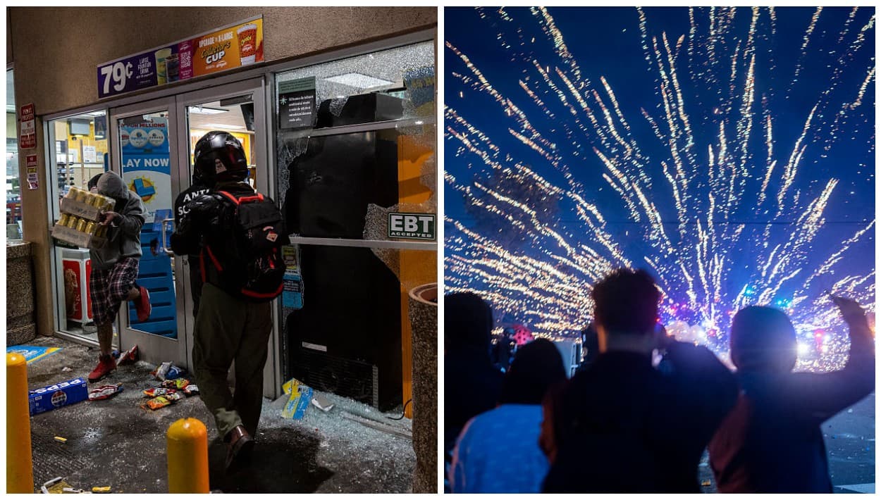 Fuegos artificiales, saqueos, granadas y arrestos en protestas contra ICE en Los Ángeles