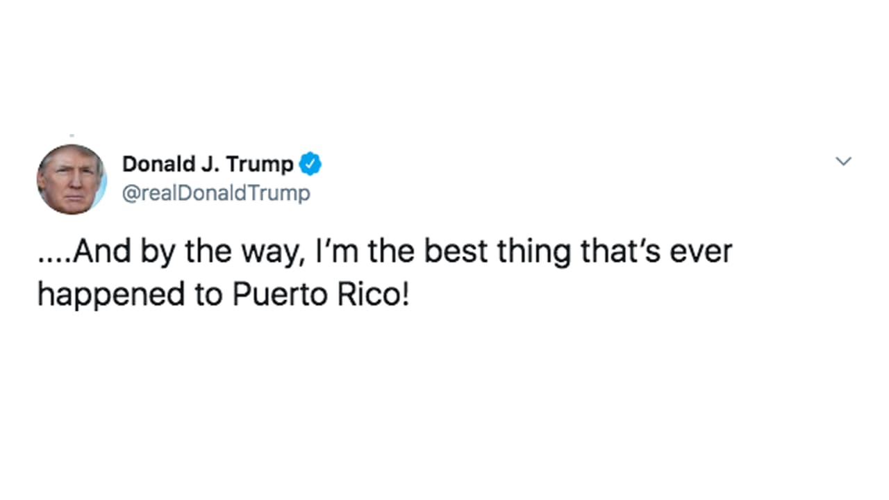 ".... Y por cierto, soy lo mejor que le ha pasado a Puerto Rico", cierra el presidente.