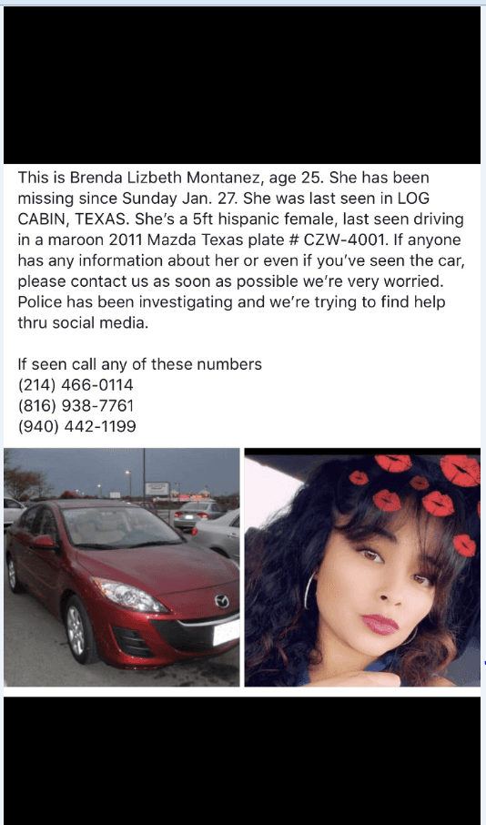 El auto de Brenda tampoco aparece.