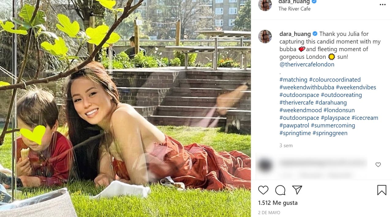 La madre del niño suele publicar imágenes con él, pero siempre resguarda su identidad ocultando su rostro. Dara Huang nunca se casó con Edoardo Mapelli Mozzi, pero estuvieron a punto de hacerlo, pues se llegaron a comprometer. Terminaron en 2018.