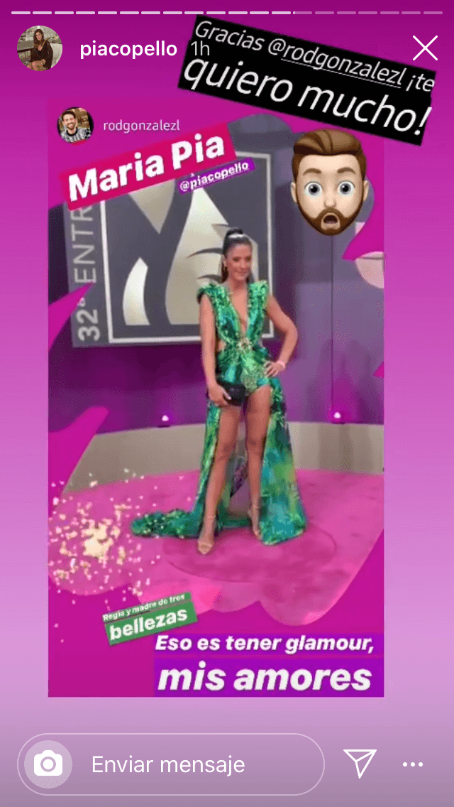 "
<b>Eso es tener glamour</b>, mis amores", le escribió su colega y compatriota
<b>Rodrigo González</b>.