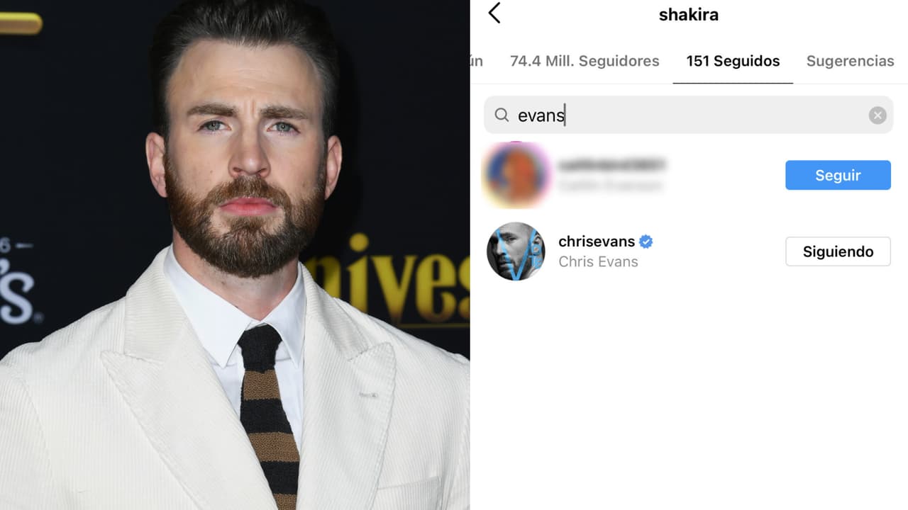 Chris Evans y Shakira se siguen mutuamente en Instagram.