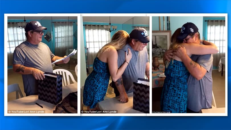 Conmovedor: joven de Florida sorprende a su padrastro con papeles de adopción