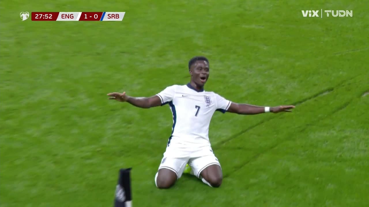 ¡Brutal gol de Inglaterra! Soberbia definición de Saka ante Serbia