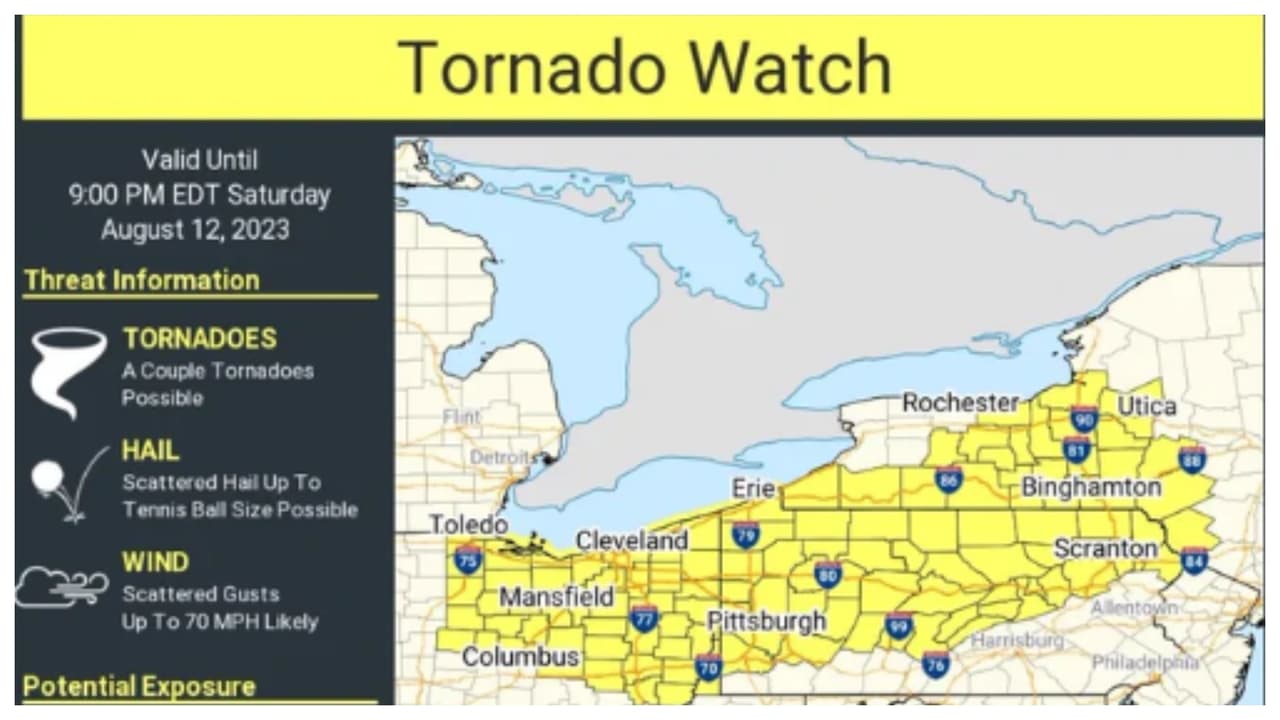 Se emite vigilancia de tornado para partes de Nueva York y Pensilvania
