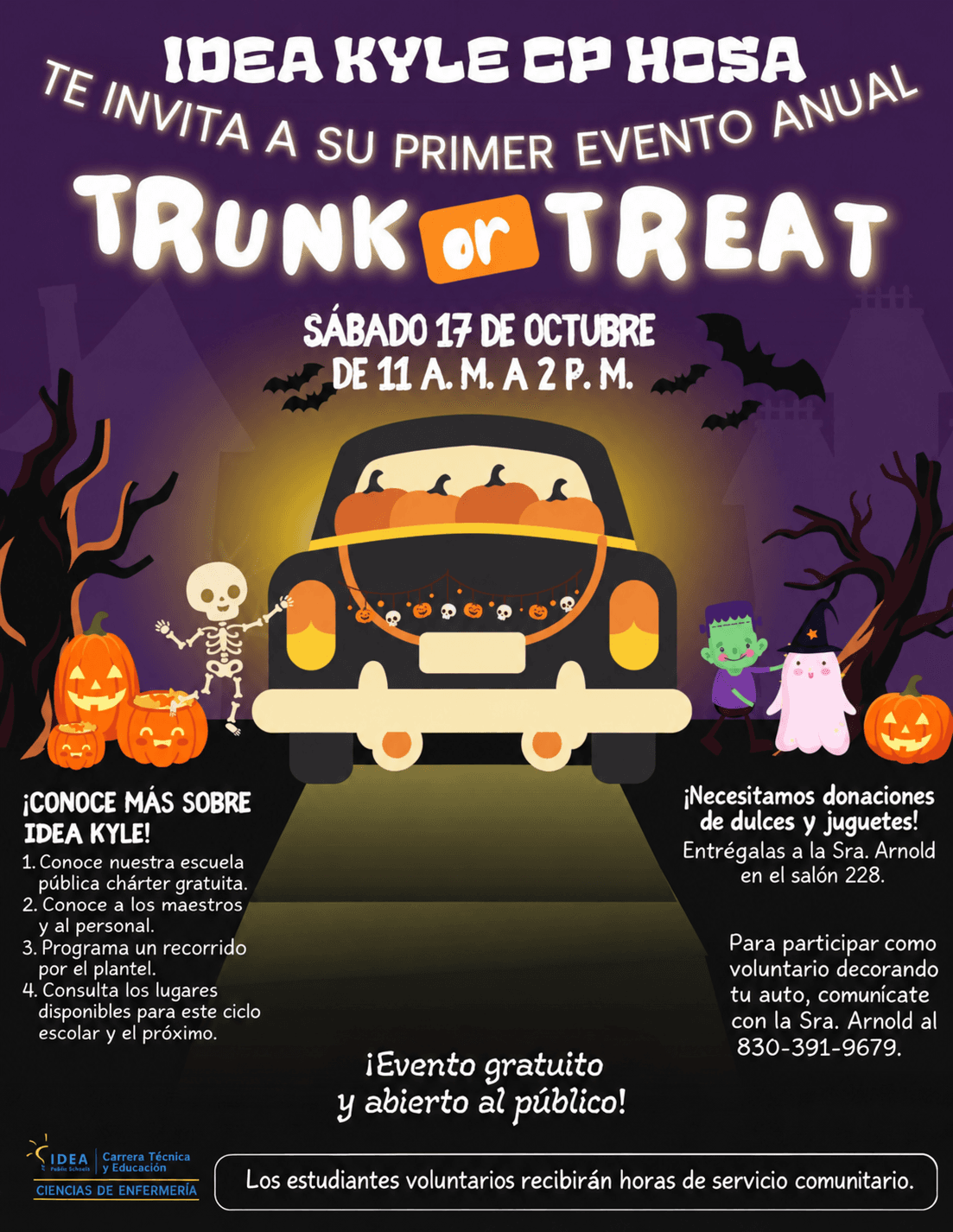 🎃 ¡Acompáñanos en el Trunk or Treat de IDEA Kyle! 👻🍬