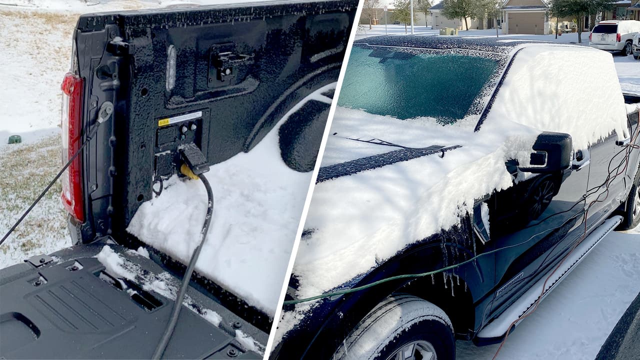 Conductores en Texas usan el generador eléctrico de sus pickups para calentar sus hogares