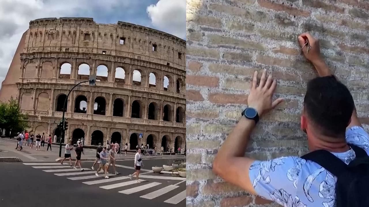 "Ivan + Hayley 23": el grabado de un turista sobre una pared del Coliseo que indignó Roma