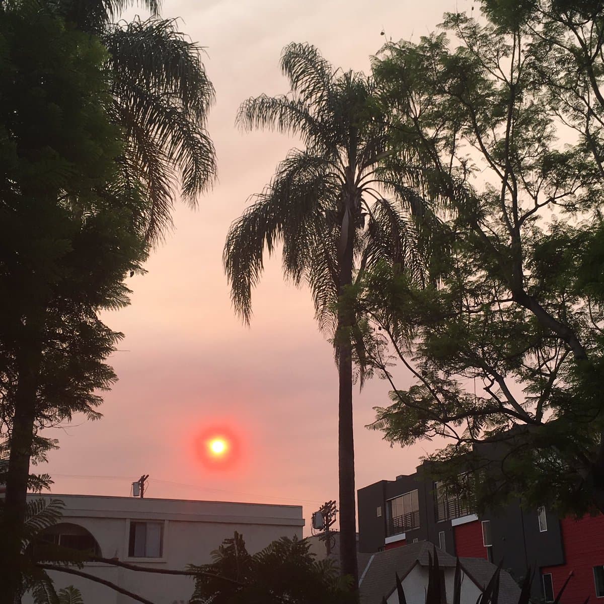 Desde Los Ángeles el sol se ve como una luz roja.