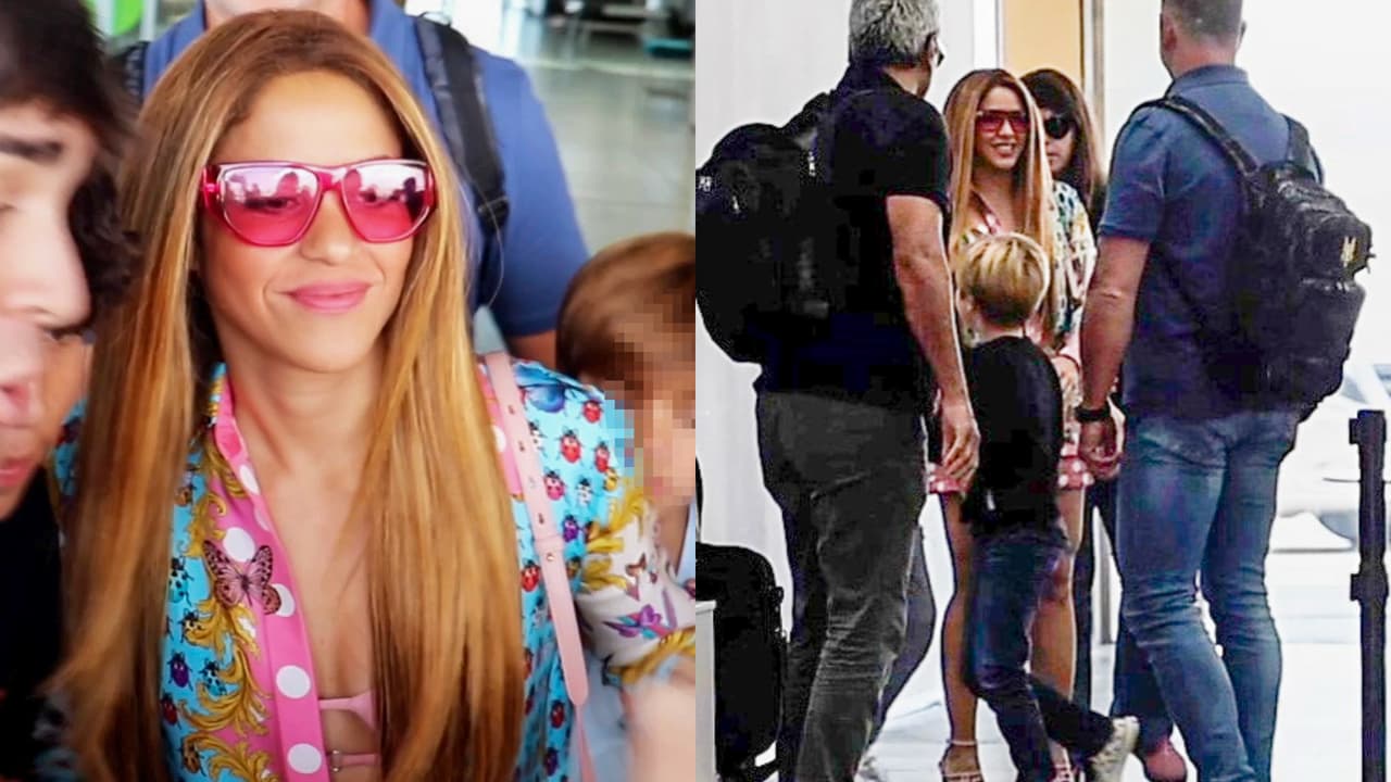 Shakira accedió a tomarse fotos con algunas personas a su salida del aeropuerto de Barcelona.