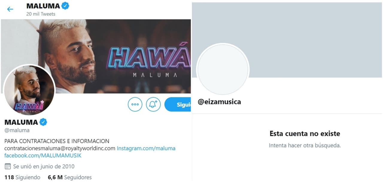 Eiza y Maluma desaparecieron de Instagram. El colombiano dejó 
<b>activa su cuenta de Twitter</b>, pero la mexicana también la cerró.
<br>
