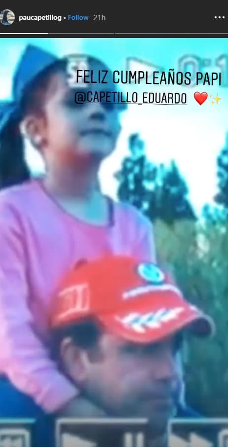 Ana Paula, publicó un breve clip en sus historias de Instagran de su niñez, donde su padre la lleva cargando en los hombros.
<br>