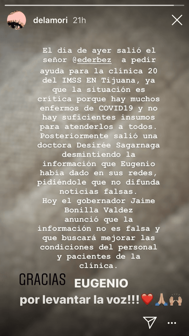 La actriz 
<b><a href="https://www.univision.com/famosos/barbara-mori-revela-detalles-de-la-infancia-dura-triste-oscura-y-violenta-que-tuvo-fotos" target="_blank">Bárbara Mori</a> </b>también apoyó al padre de Aislinn y en un extenso mensaje en donde resumió la polémica que culminó con un "
<b>¡gracias, Eugenio</b> por levantar la voz!".
<br>