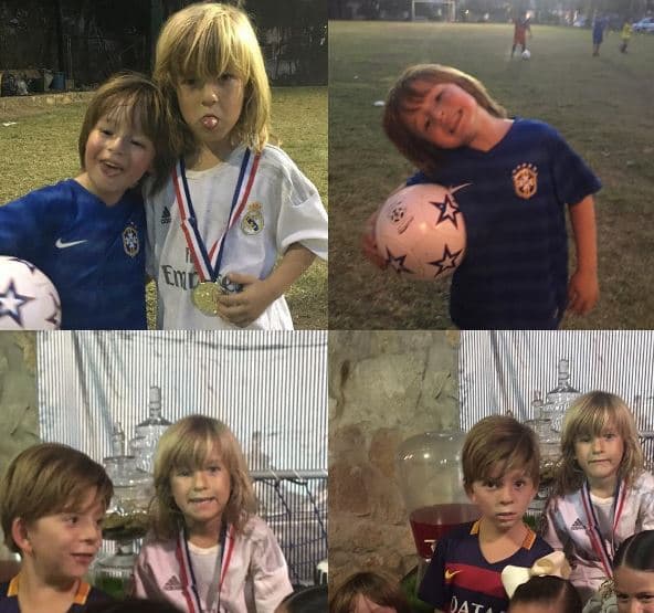 La pasión por el fútbol es algo que comparten, así que jugar en el parque es toda una diversión.