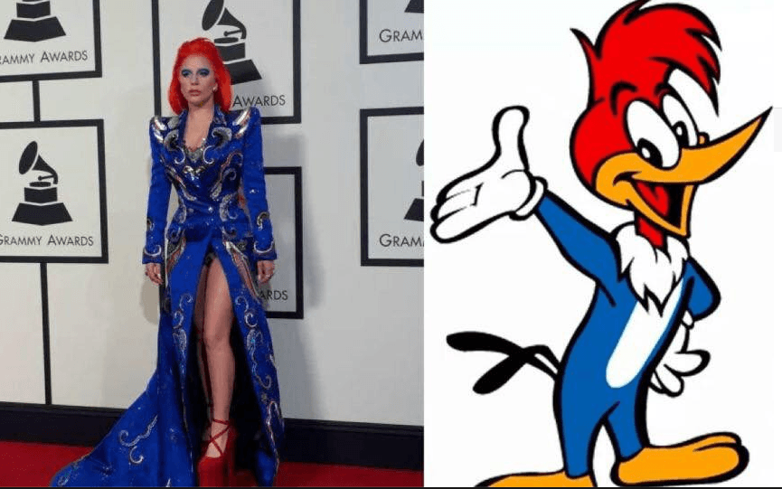 Esa combinación de vestido azul con el cabello naranja a muchos les recordó al Pájaro Loco.