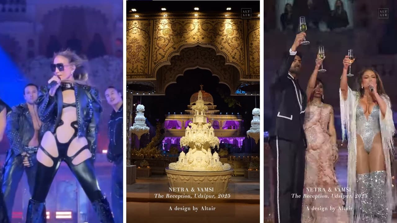 Jennifer López en la boda de Netra Mantena y Vamsi Gadiraju.