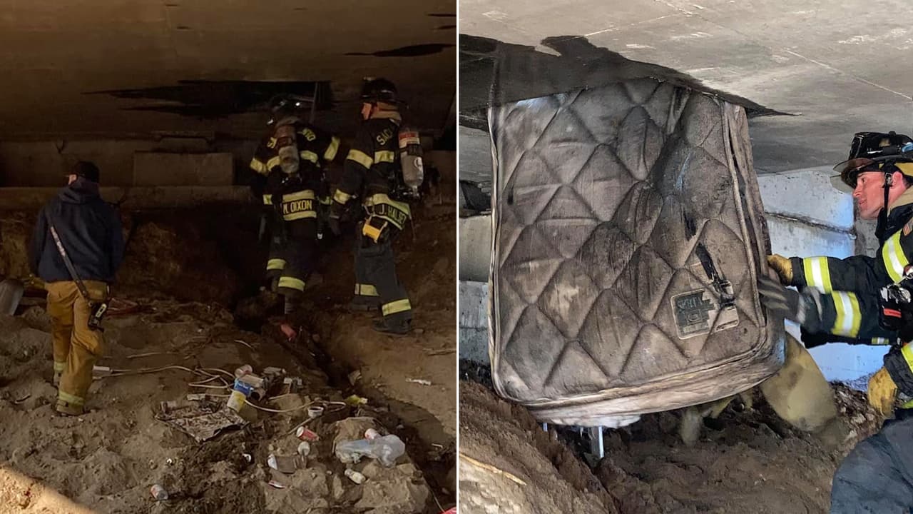 Cuando apagaron el incendio, descubrieron que alguien había estado viviendo adentro de la estructura de un puente.