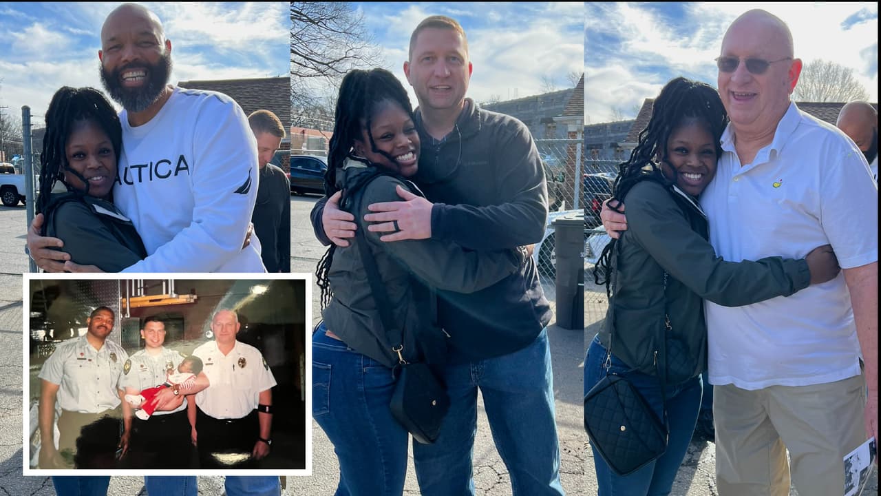 A sus 22 años, una mujer conoce a los bomberos de Winston-Salem que la ayudaron a nacer 