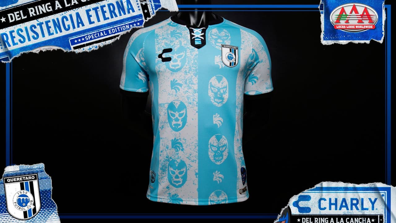 Los Gallos Blancos del Querétaro lucirán una bonita playera con máscaras de lucha libre sobre el pecho.