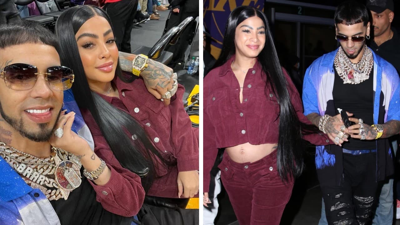 Yailin presume su pancita de embarazo de Cataleya junto a Anuel en un partido de los Lakers