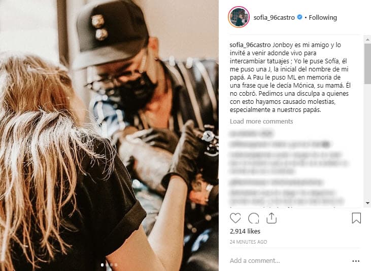Al salir a la luz las fotografías y el costo de los tatuajes, la actriz recibió miles de críticas en redes sociales, así que envió un mensaje para disculparse.