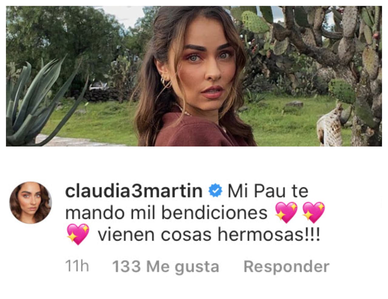Claudia Martín comentó: "Mi 'Pau', te mando mil bendiciones, ¡vienen cosas hermosas!". 
<br>