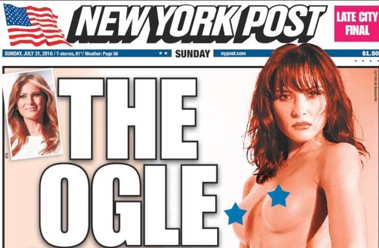 Portada del New York Post, en la que muestra a Melania Trump desnuda.