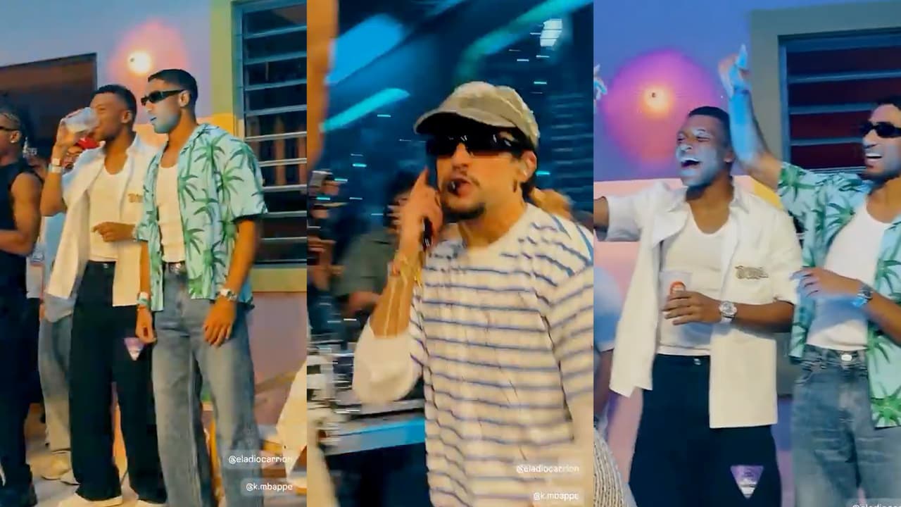 Mbappé y Hakimi sorprenden en concierto de Bad Bunny en Puerto Rico