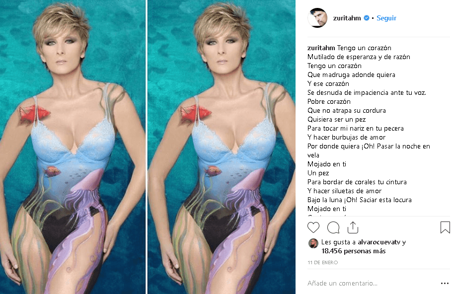 Zurita también dedicó canciones a su esposa como esta de 
<b>Juan Luis Guerra, 'Burbujas de amor'</b>, que acompañaba esta imagen de su esposa Christian Bach.