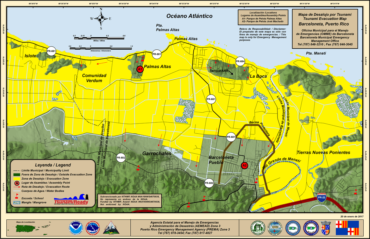 Mapa de desalojo de Barceloneta