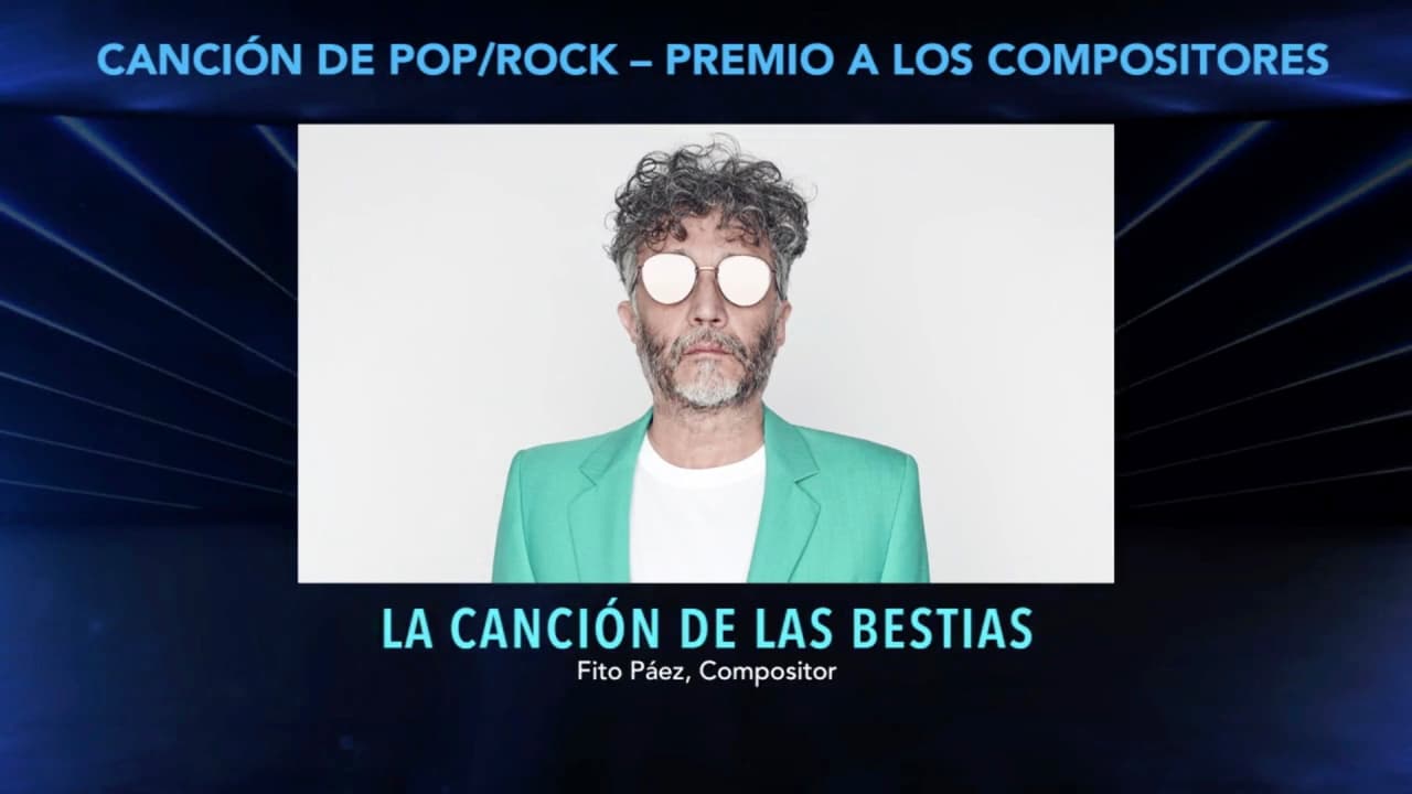 Como compositor, Fito Páez también se quedó con el galardón a Mejor Canción Pop /Rock por ‘La canción de las bestias’.
