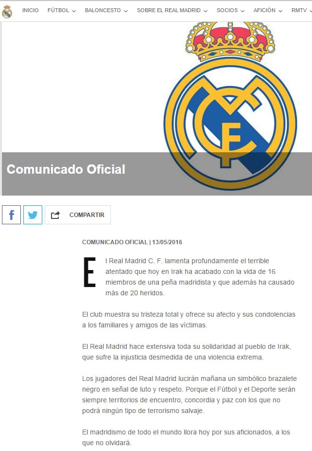 Comunicado Real Madrid C.F.