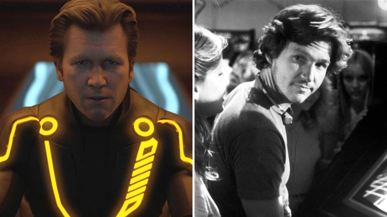 Para las escenas del pasado de ‘Tron: Legacy’ (2010), Jeff Bridges fue rejuvenecido para lucir similar a cuando dio vida por primera vez a Kevin Flynn. Del lado derecho puedes ver su semblante joven bajo la tecnología CGI, mientras que la foto del lado izquierdo es una imagen real de la película de 1982.