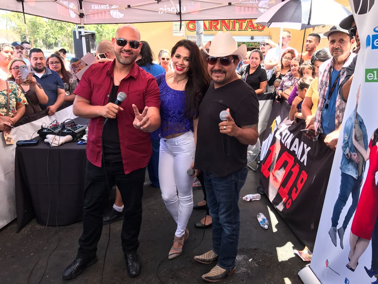 Raúl 'El Pelón', Carla Medrano y El Feo felices de compartir con sus oyentes en Santa Ana.