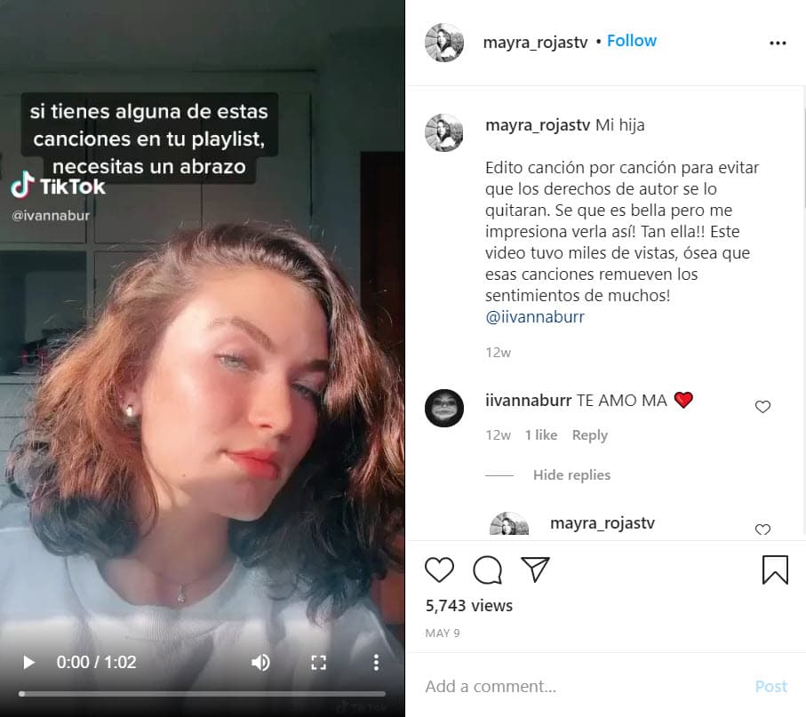 <b>Ivanna tiene 17 años</b> y su madre ha resaltado su talento: "Editó canción por canción para evitar que los derechos de autor se lo quitaran. Sé que 
<b>es bella, pero me impresiona verla así</b>. ¡Tan ella! Este video tuvo miles de vistas, o sea que esas canciones remueven los sentimientos de muchos", publicó la actriz el pasado 9 de mayo.
<br>
