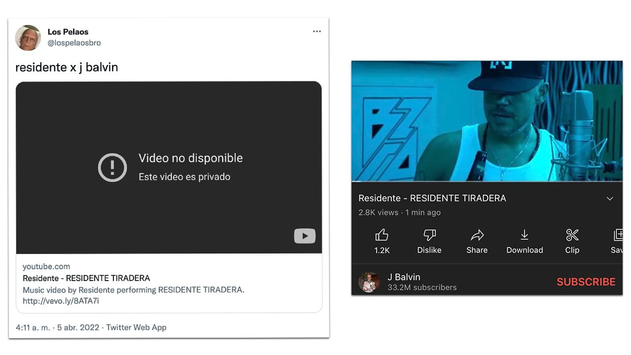 Aunque en cuentas como la de Michael Jackson el video parece estar privado al igual que el de J Balvin.