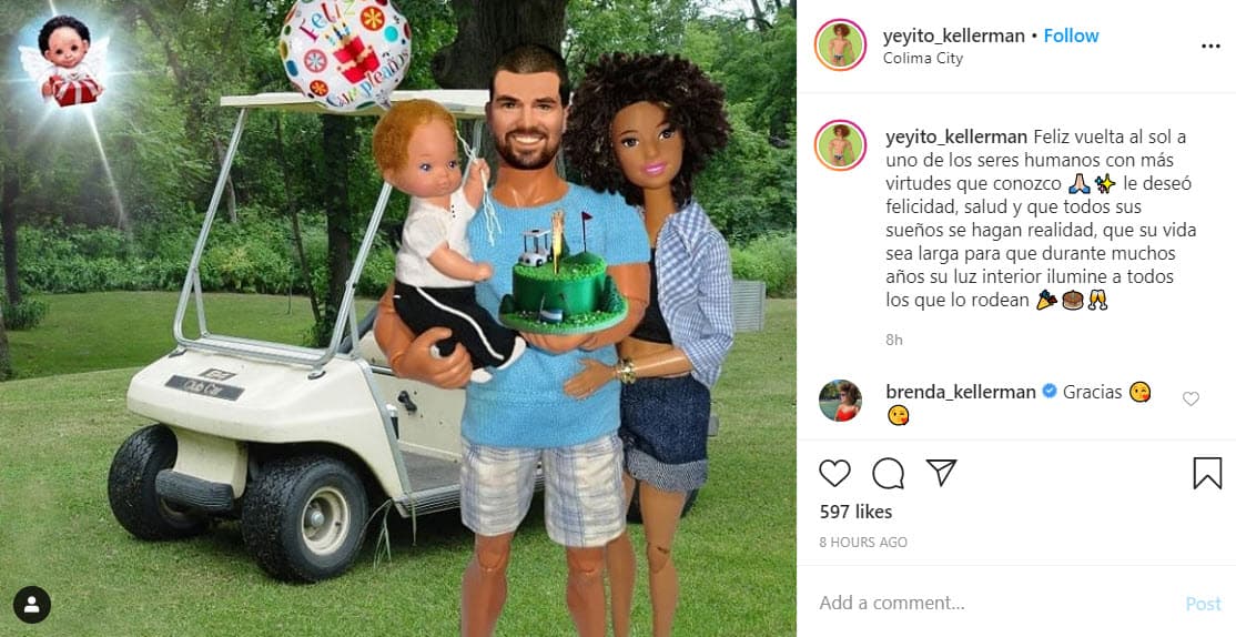 En un escenario donde aparece Ferdinando con Brenda y sus mellizos junto a un carro de golf, deporte que apasiona al actor, dejó su felicitación. 
<br> 
<br>