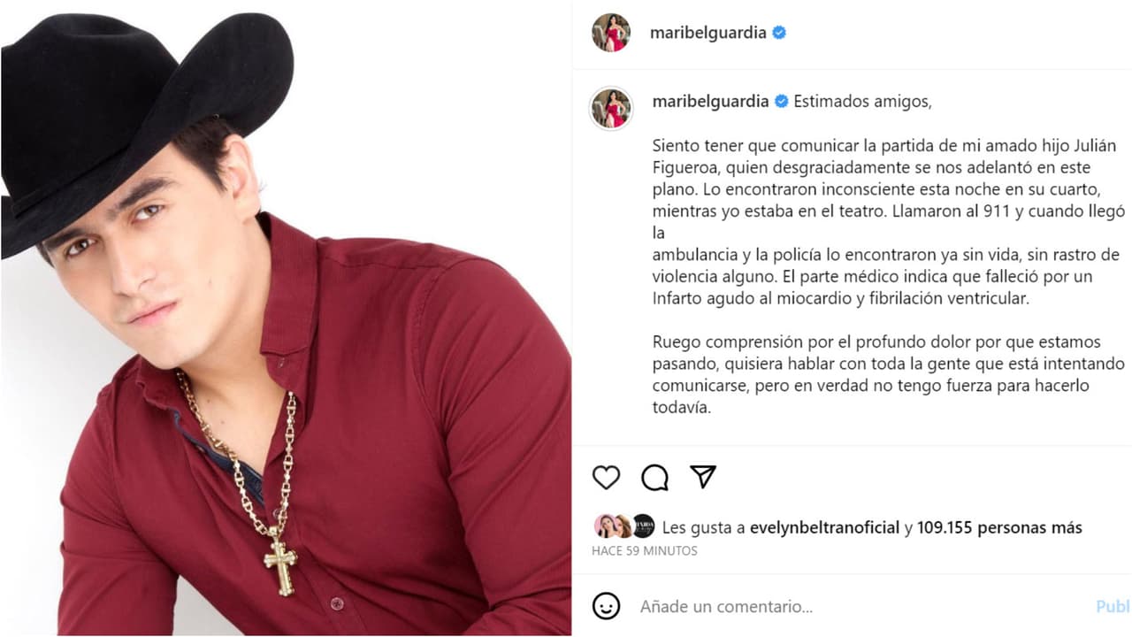 Este fue el mensaje con el que Maribel Guardia confirma las causas de muerte de su hijo Julián Figueroa.
