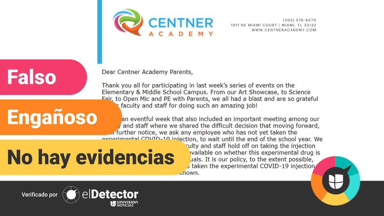 Los vacunados no transmiten nada a los no vacunados: las falsedades de la carta de una escuela en Miami